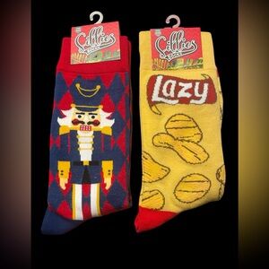 Men's Sillies Colorful Novelty Socks - Nutcracker and Lazy Design Crew socks NWT